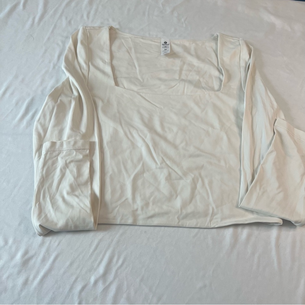 90‎ Degree By Reflex Cream Long Sleeve Crop Top